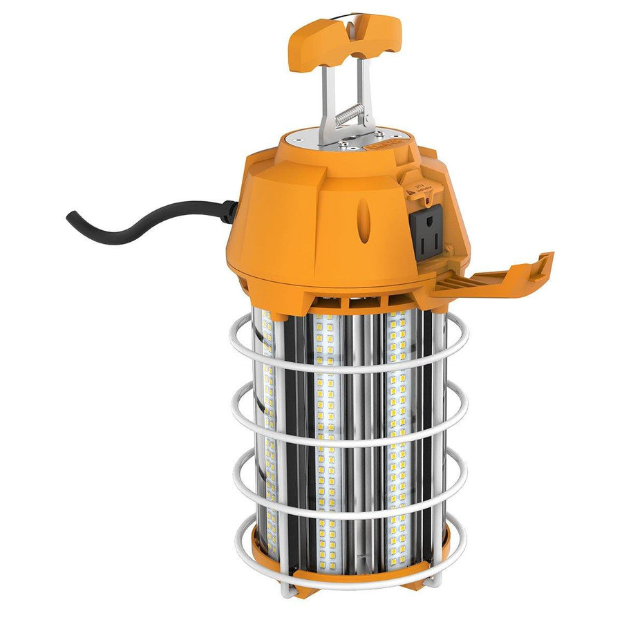 GKT20-150W-01 - TEMPORARY WORK LIGHT 150W, 3000-6500K, AC100-277V, CLEAR COVER, IP42, 6FT PLUG STANDARD CABLE LENGTH, ORANGE HANDLE - Trendha