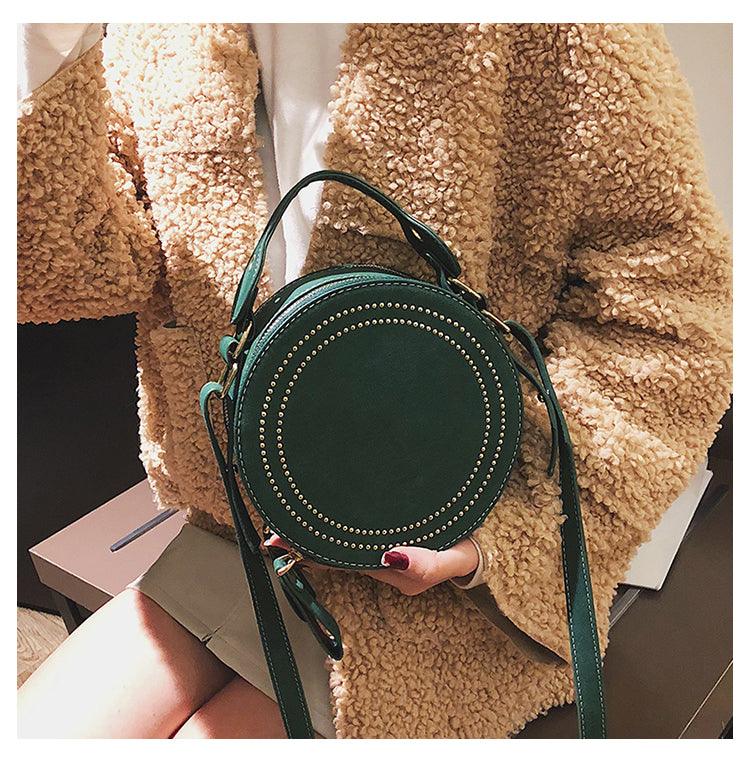 Small Round Crossbody Bag with Top Handle