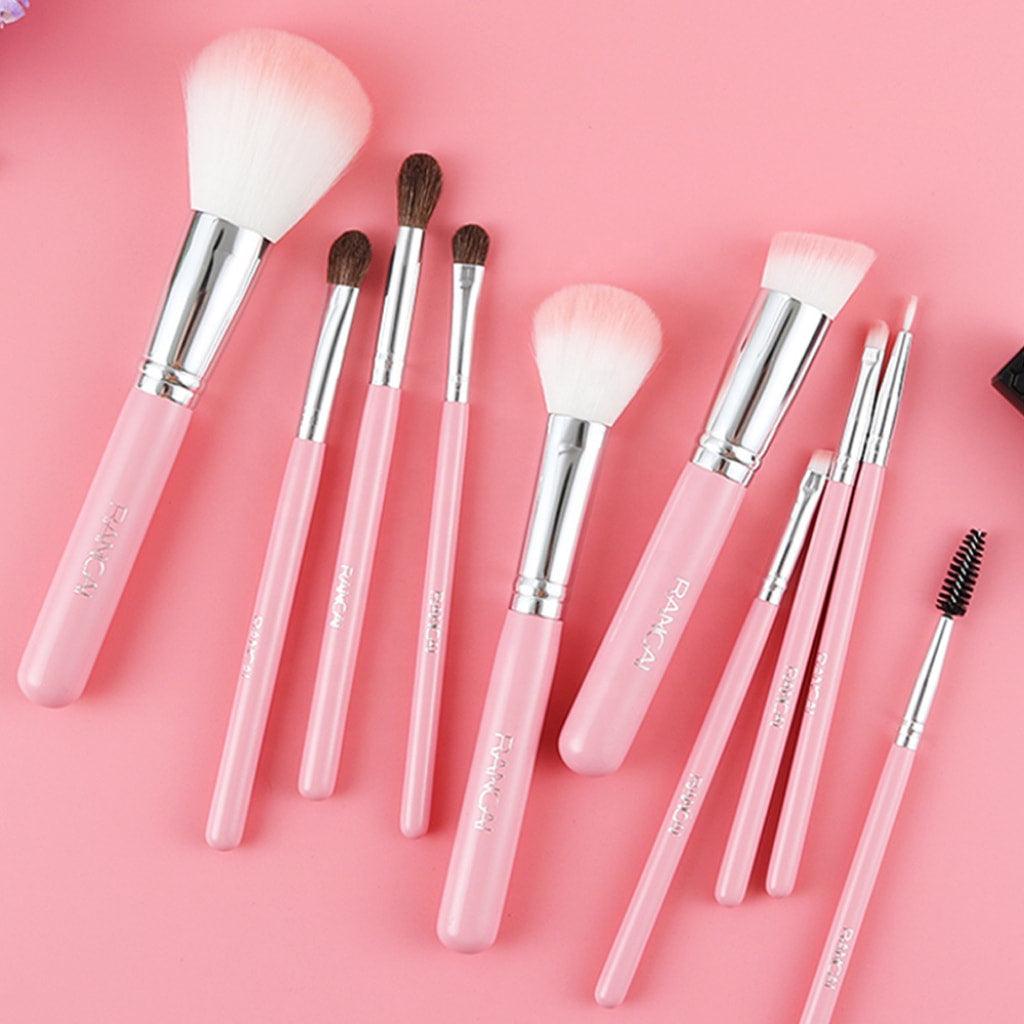 10-Piece Pink Makeup Brush Set - Trendha