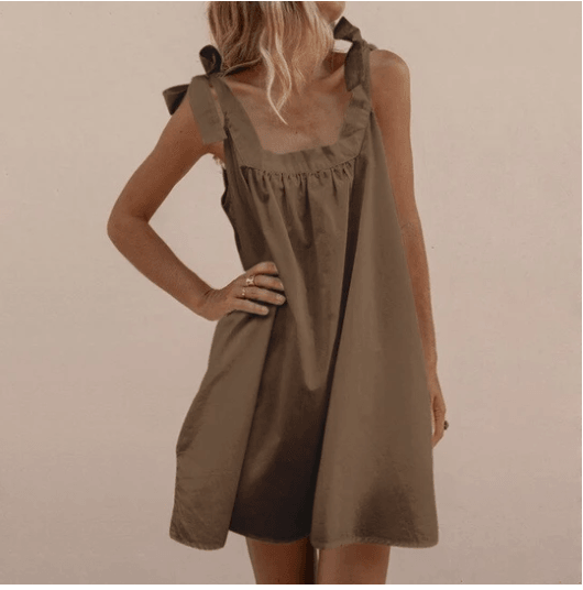 Comfortable A-line dress with suspenders - Trendha