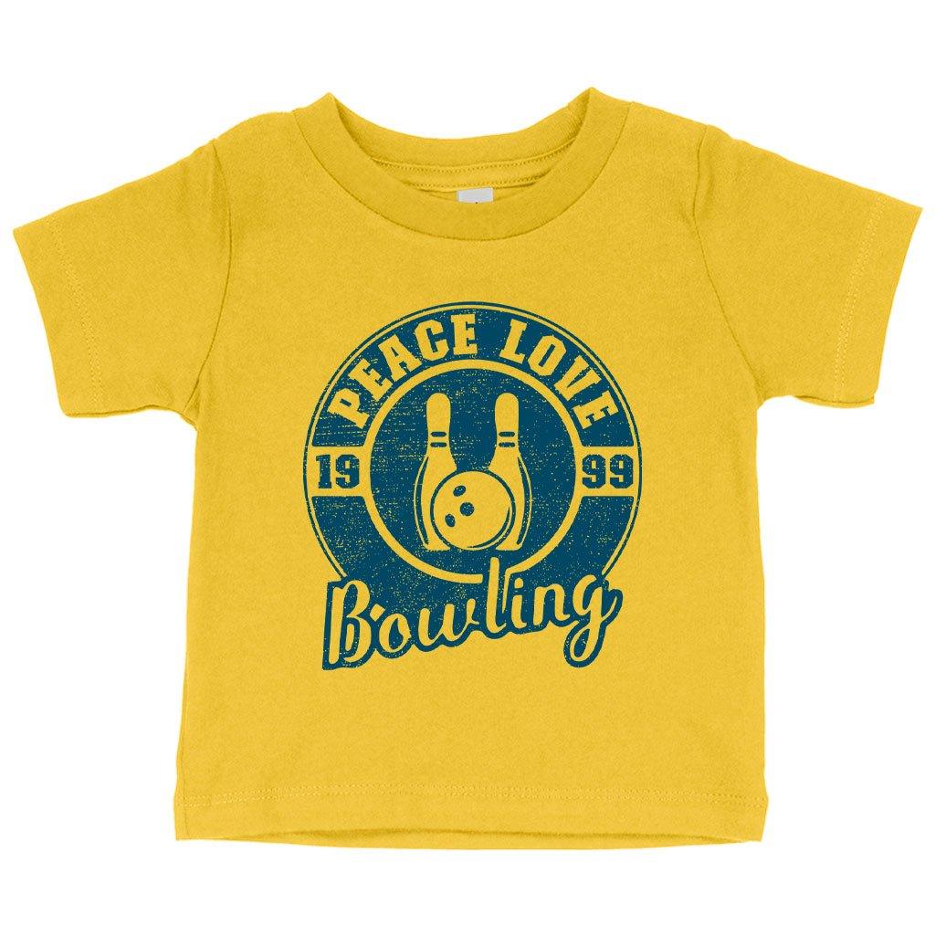 Baby Peace Love Bowling T-Shirt - Bowling T-Shirt Design - Bowling Themed T-Shirts - Trendha