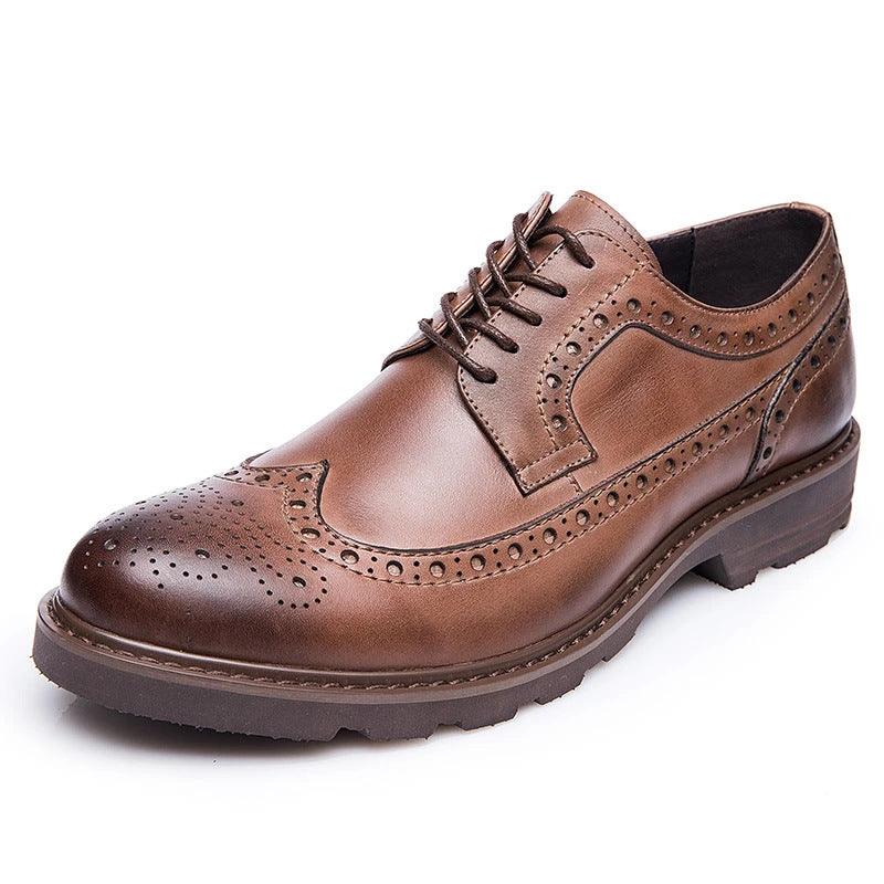 Flat-bottomed Wedge With Hole-burning Movement Thin Belt Casual All-match Men's Leather Shoes - Trendha