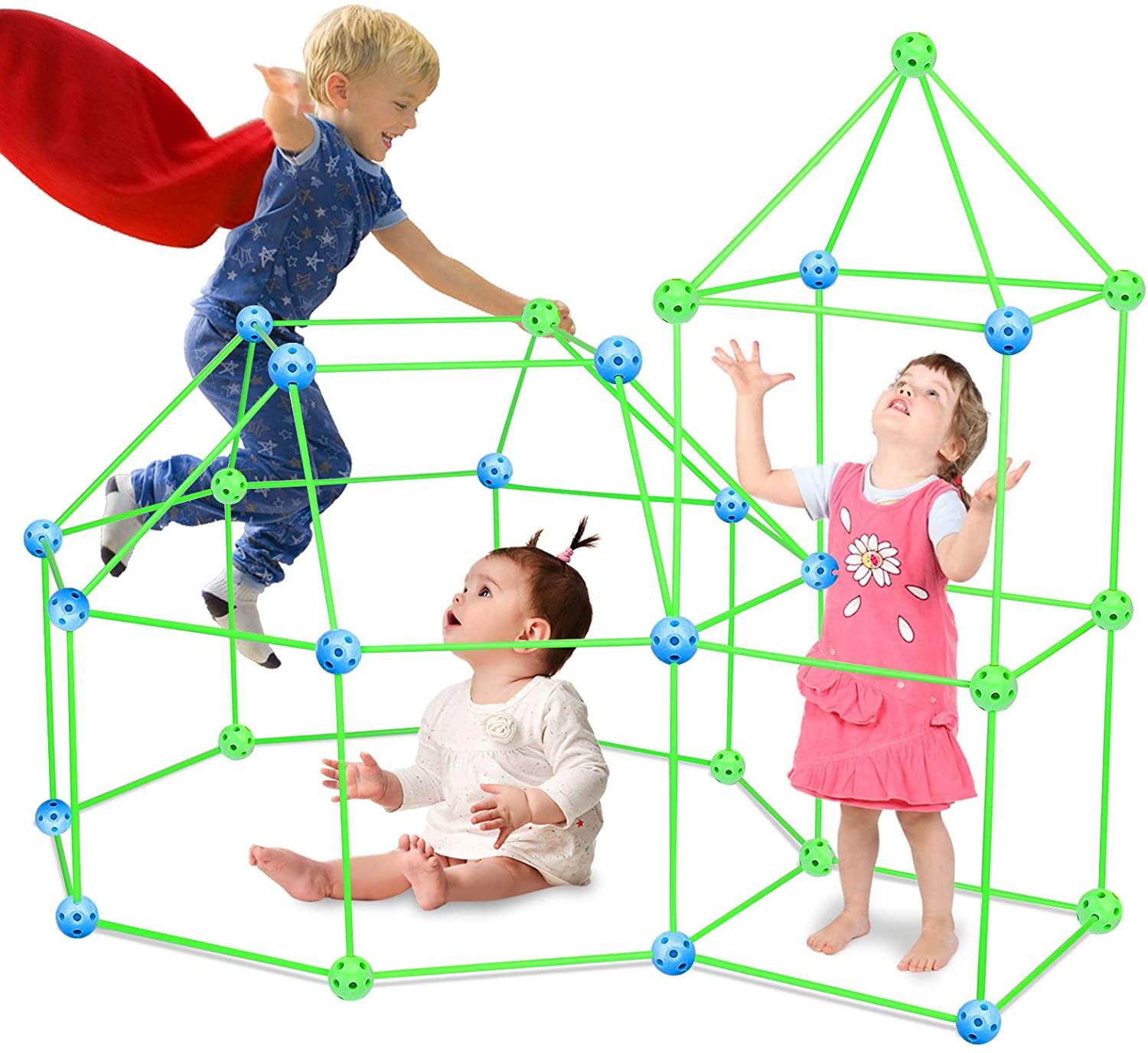 Children's Diy Bead Tent Fort Building Kit Toy Tent Building Blocks Tent Fight Tent - Trendha