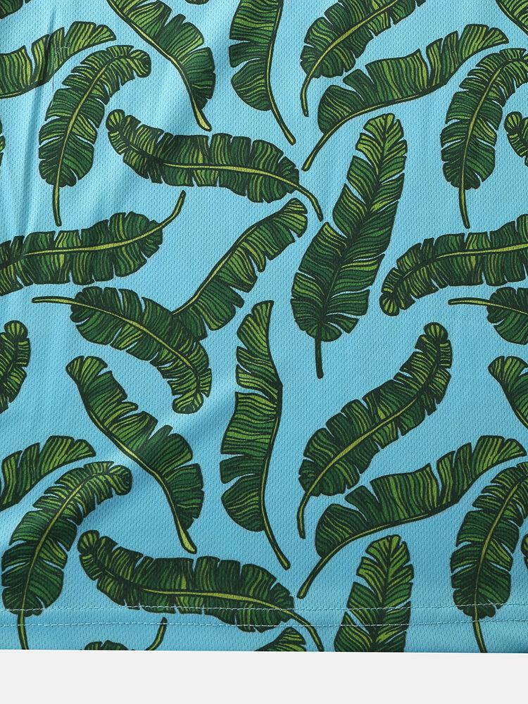 Men Casual Holiday Banana Leaf Print Golf Shirt - Trendha