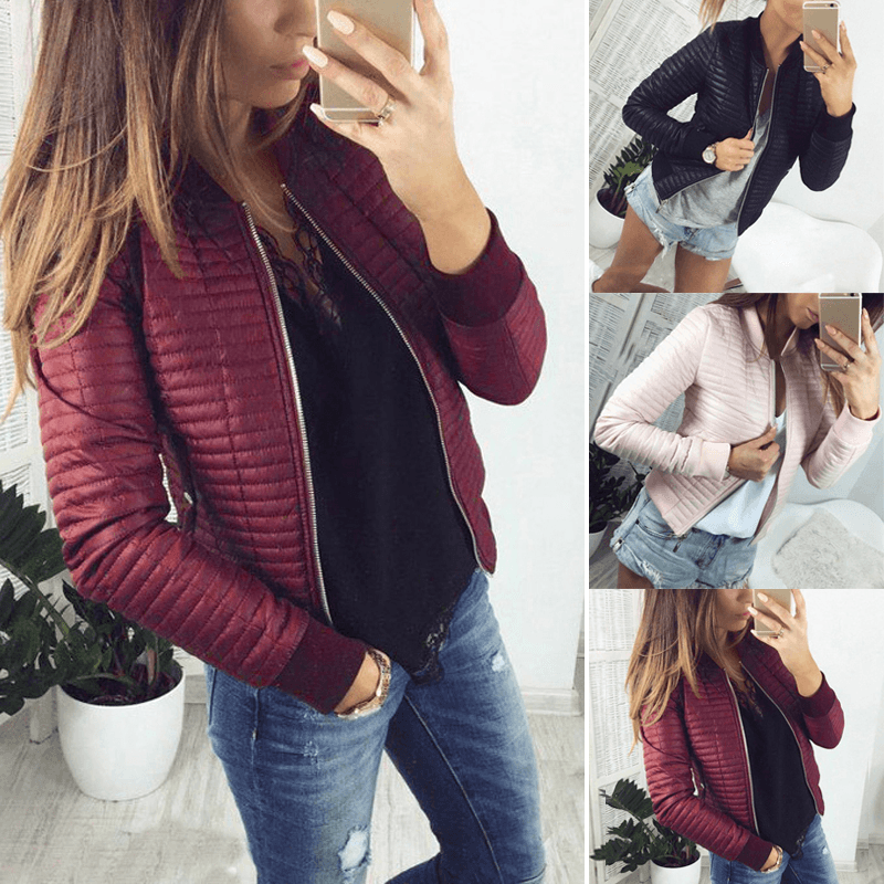 Zipper cardigan solid color jacket - Trendha