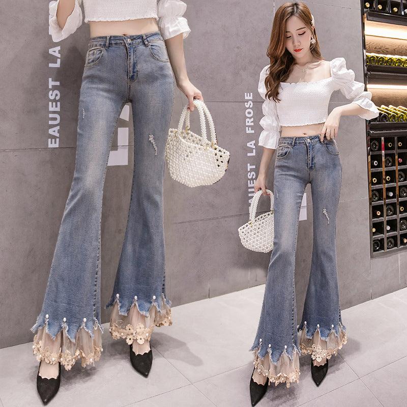 Paneled Micro Flare Pants - Trendha