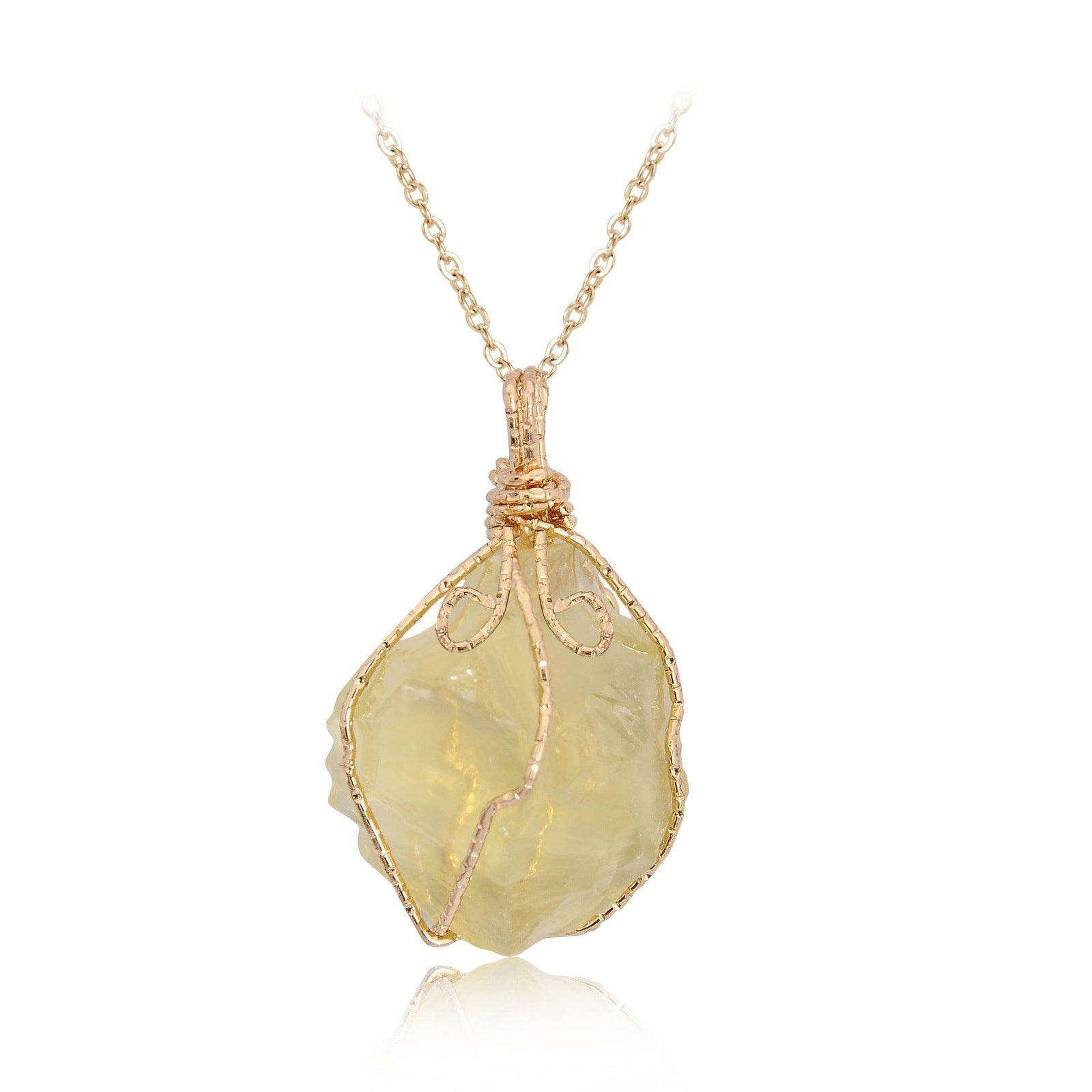 Natural stone pendant irregular crystal rough necklace - Trendha