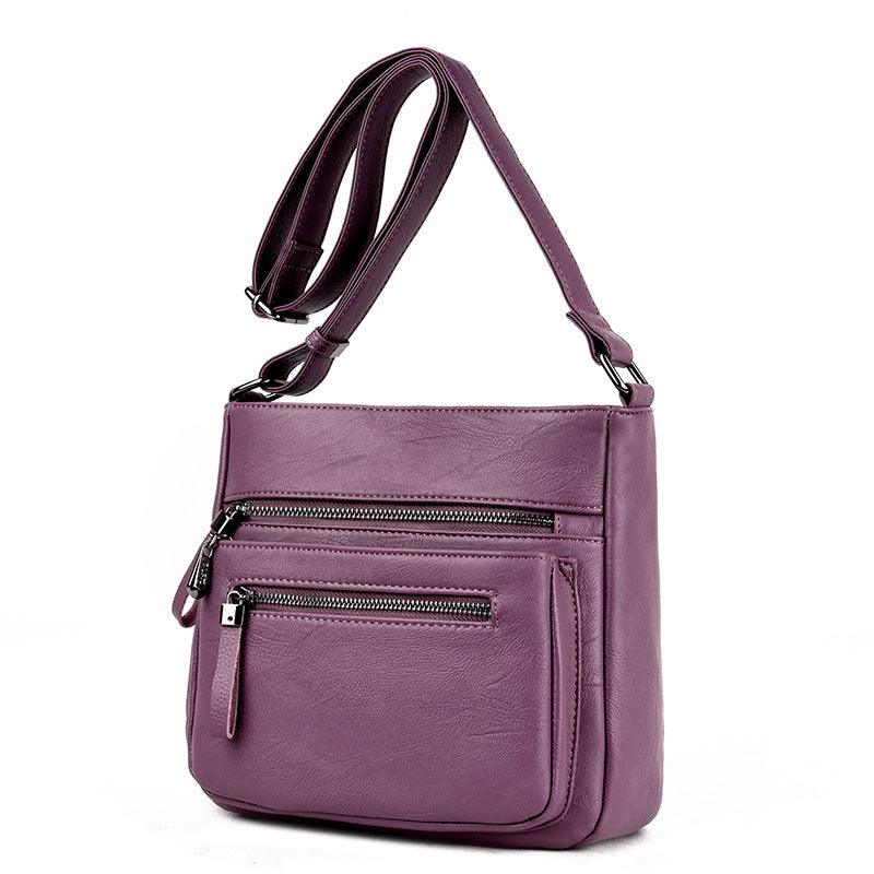 Middle-aged mother soft leather shoulder bag - Trendha