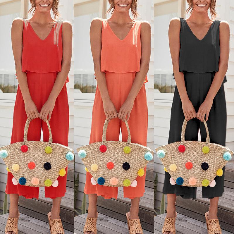 Sleeveless loose casual jumpsuit - Trendha