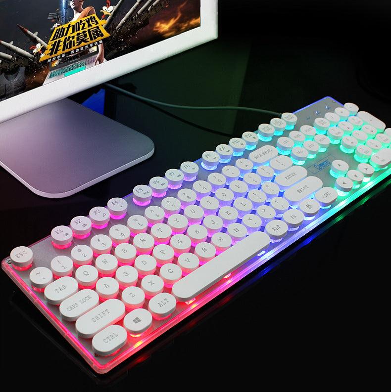 Colorful Crystal Luminous Wired Keyboard Mouse Set - Trendha