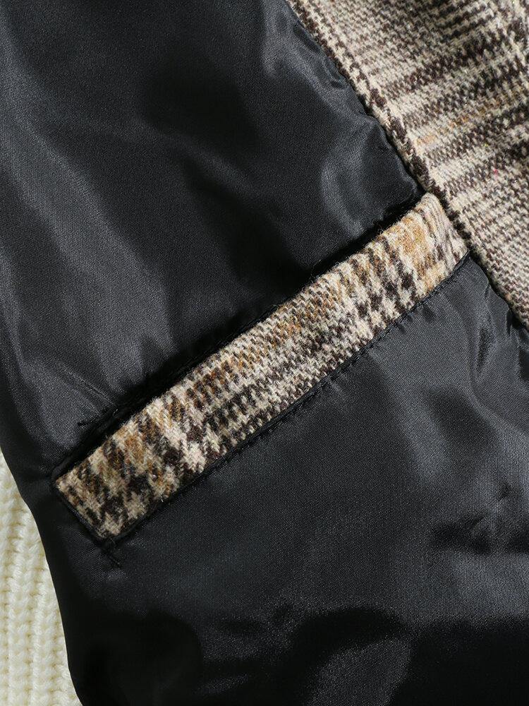 Mens Vintage Plaid Drawstring Waist Pocket Warm Hooded Coats - Trendha