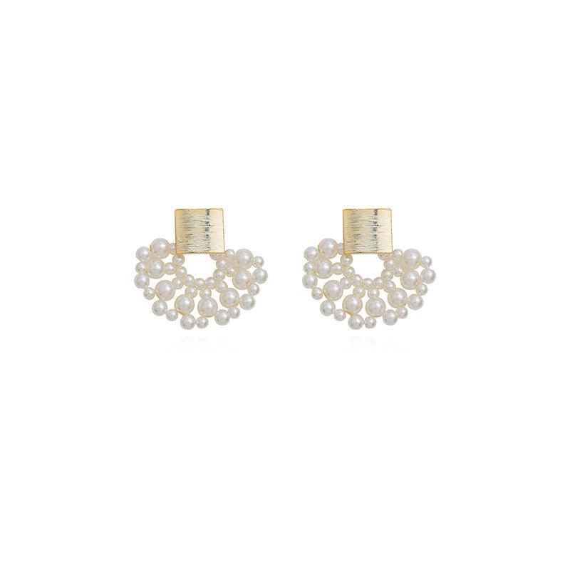 Pearl-Style Beaded Fan Earrings
