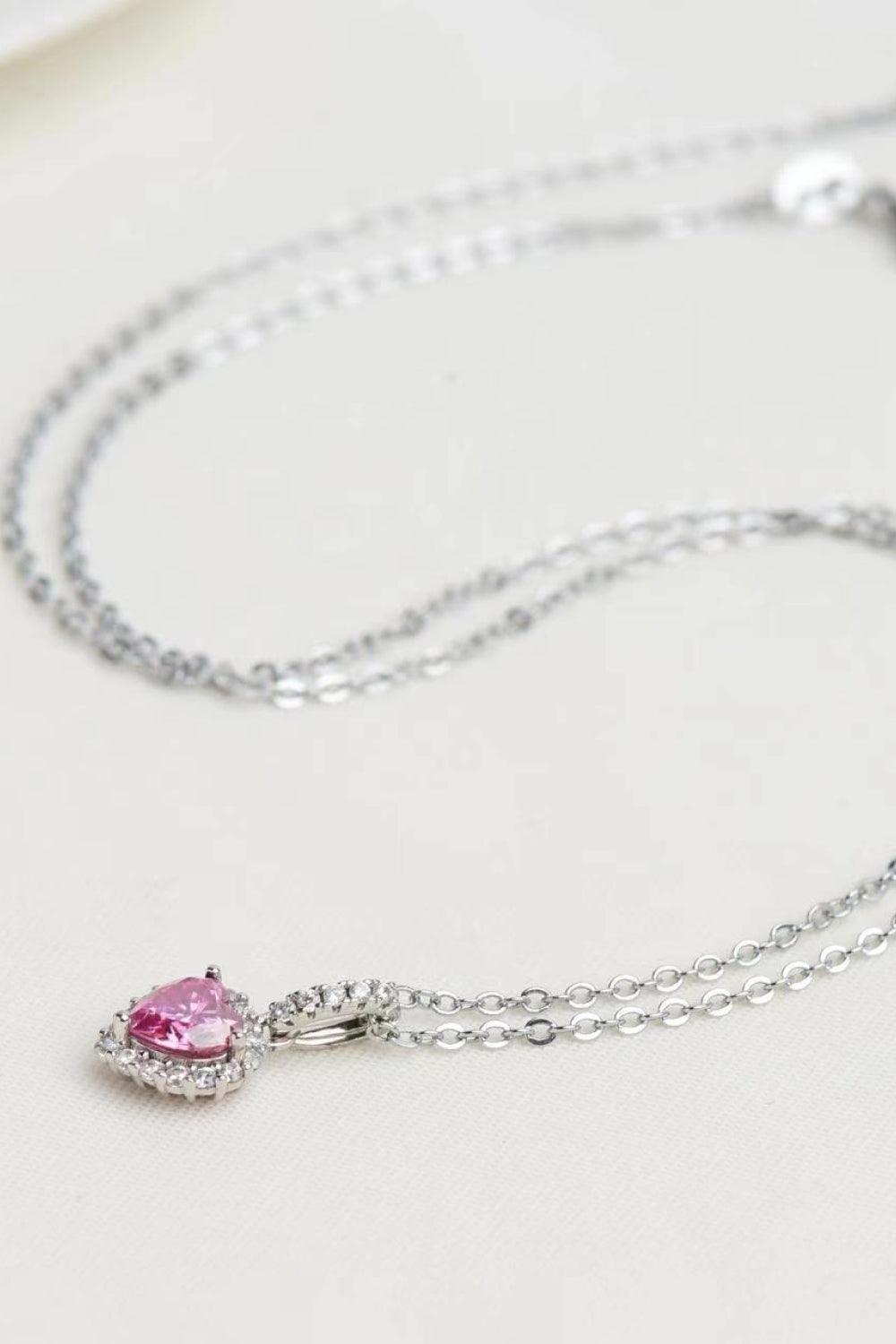 1 Carat Moissanite Heart Pendant Necklace - Trendha