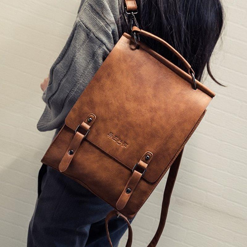Female PU Leather Women's Backpack Bags Travel Bag back pack - Trendha