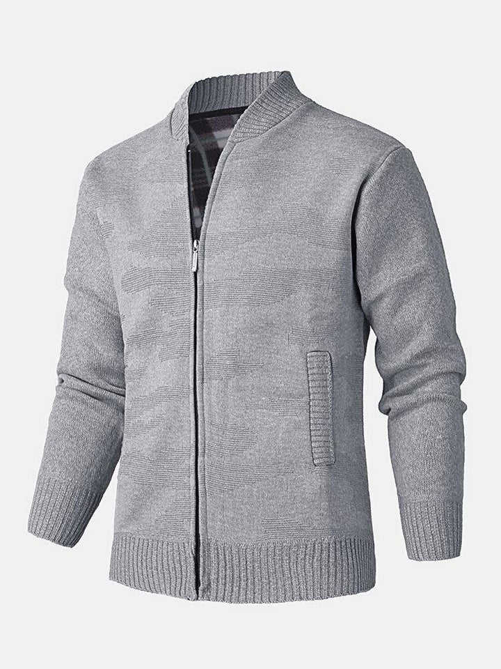 Mens Baseball Collar Knitted Warm Sweater Cardigans With Pocket - Trendha