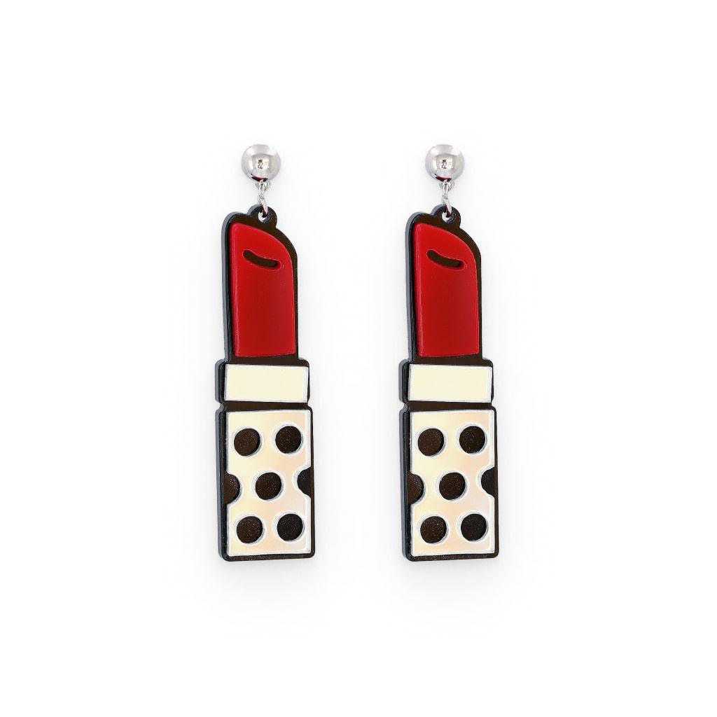 Red Lipstick Earrings - Trendha