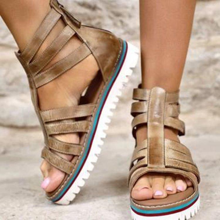 Colored Thick-soled Belt Buckle For Comfortable Roman Women - Trendha