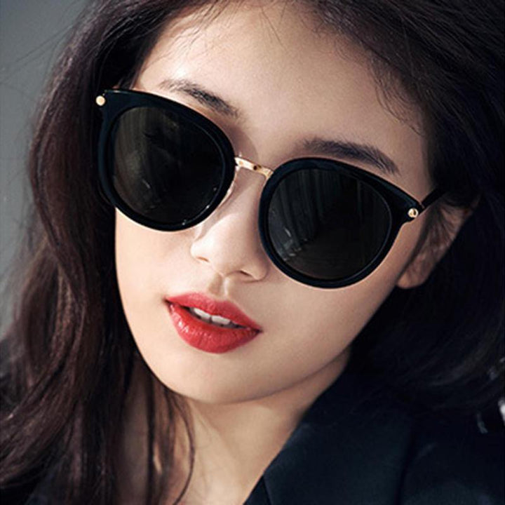 Woman Metal Frame Anti-UV Outdoor Glasses High Definition Sunglasses - Trendha