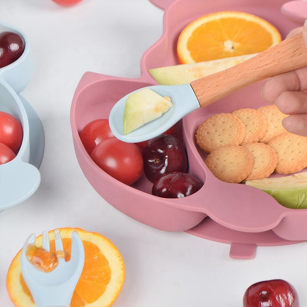 Pink Silicone Plate And Utensils - Trendha