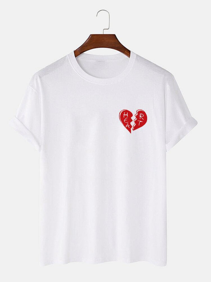 Mens 100% Cotton Heart Broken Casual T-Shirts - Trendha