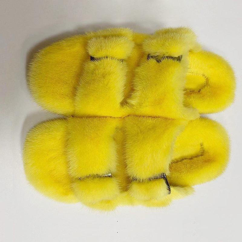 Summer Flat Home Solid Color Thick Bottom Double-breasted Cotton Slippers - Trendha