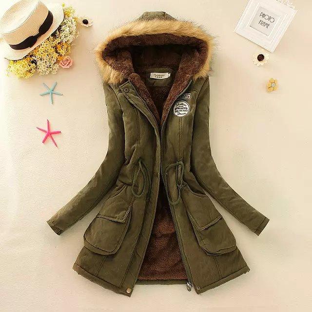 Thick Winter Jacket Women Large Size Long Section Hooded parka outerwear new fashion fur collar Slim padded cotton warm coat - Trendha