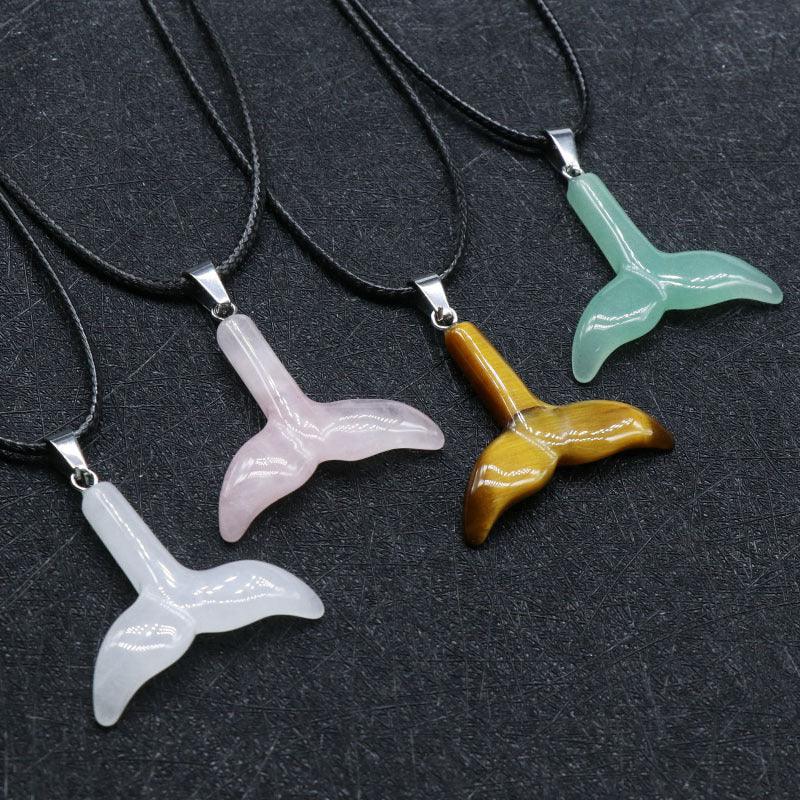 Pink crystal fishtail necklace - Trendha