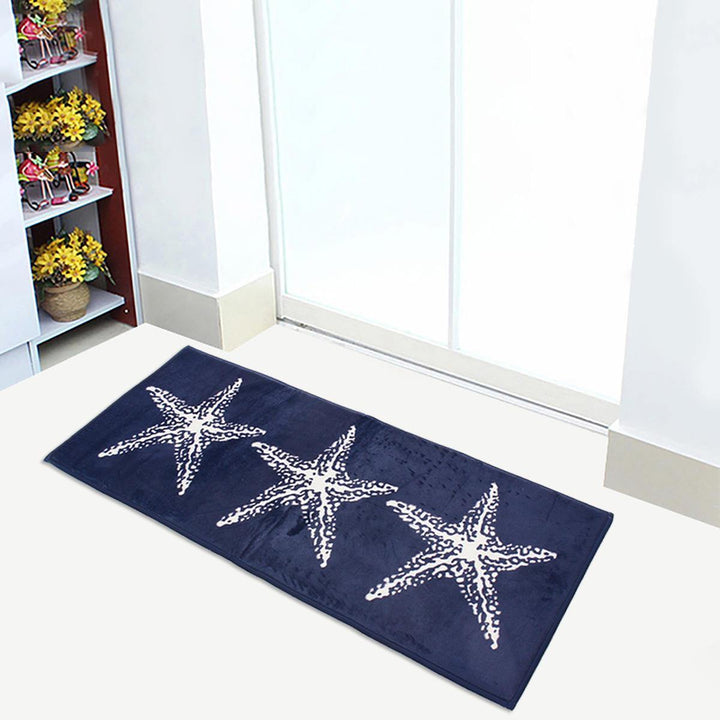 45x115cm Anti-slip Soft Flannel Door Mat Kitchen Floor Rug Bathroom Carpet Blue - Trendha