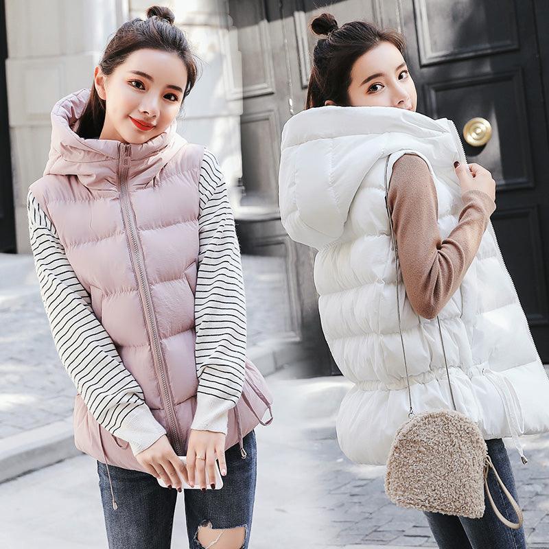 Hooded fashion zip pleated cotton coat - Trendha