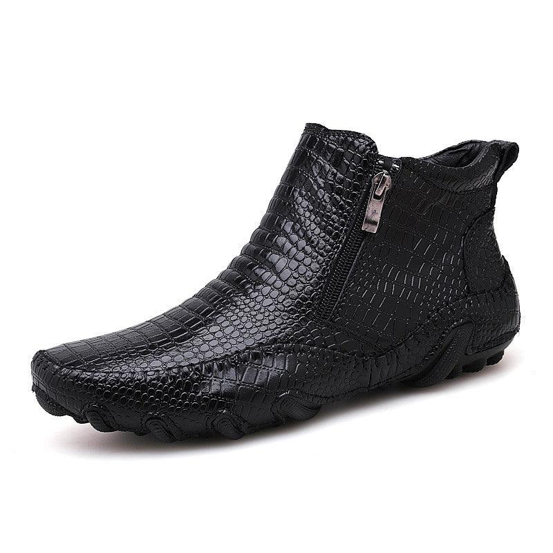 Black British style mid-cut boots