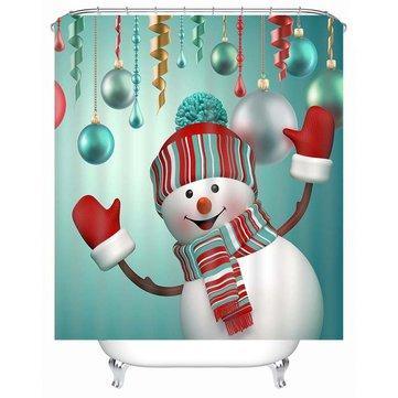 180 x 180cm Waterproof 3D Christmas Snowman Printed Bathroom Shower Curtain Bathroom Decor - Trendha