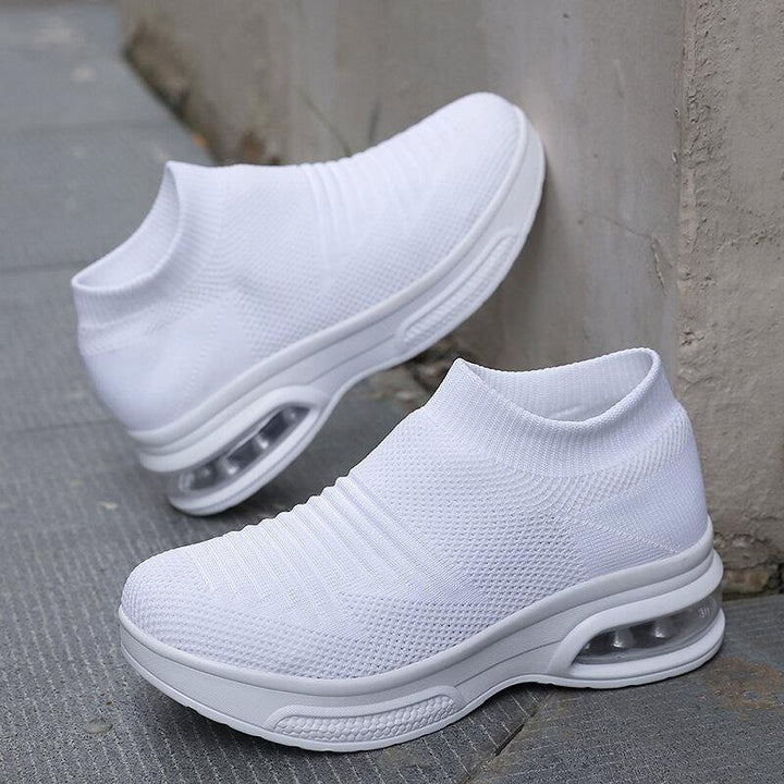 Women Casual Comfortable Striped Knitted Sports Running Shoes - Trendha