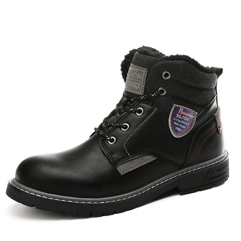 Mid-Shaft Round-Toe Lace-Up Casual Boots
