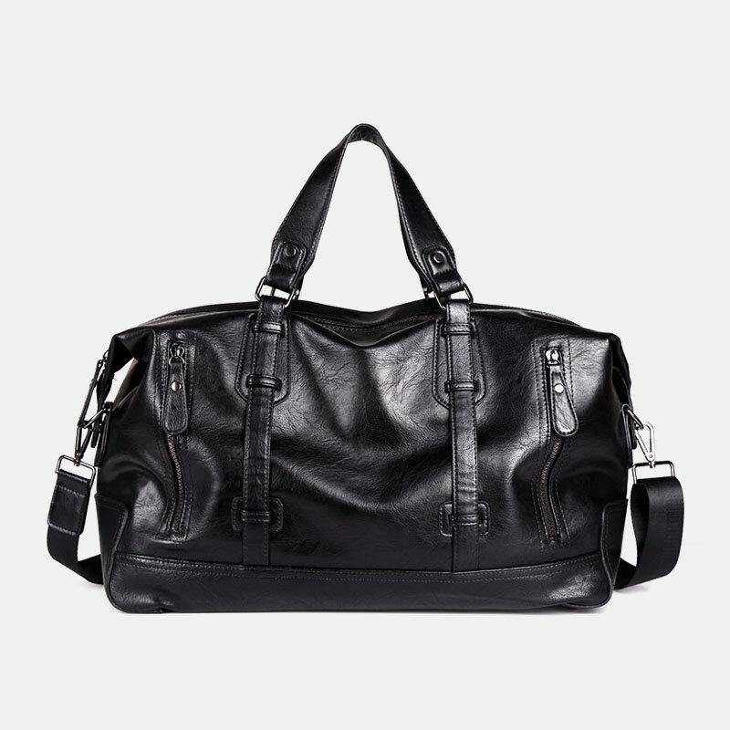 Men PU Leather Large Capacity Portable Business Messenger Bag Handbag Shoulder Bag Crossbody Bag Duffle Bag - Trendha