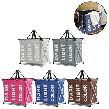 Cloth Lattice Laundry Basket Three Dirty Clothes Home Furnishing Lint Dirty Clothes Storage Baskets - Trendha