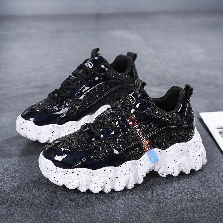 Fashion Sequins Increase Daddy Shoes Platform Casual Sneakers - Trendha