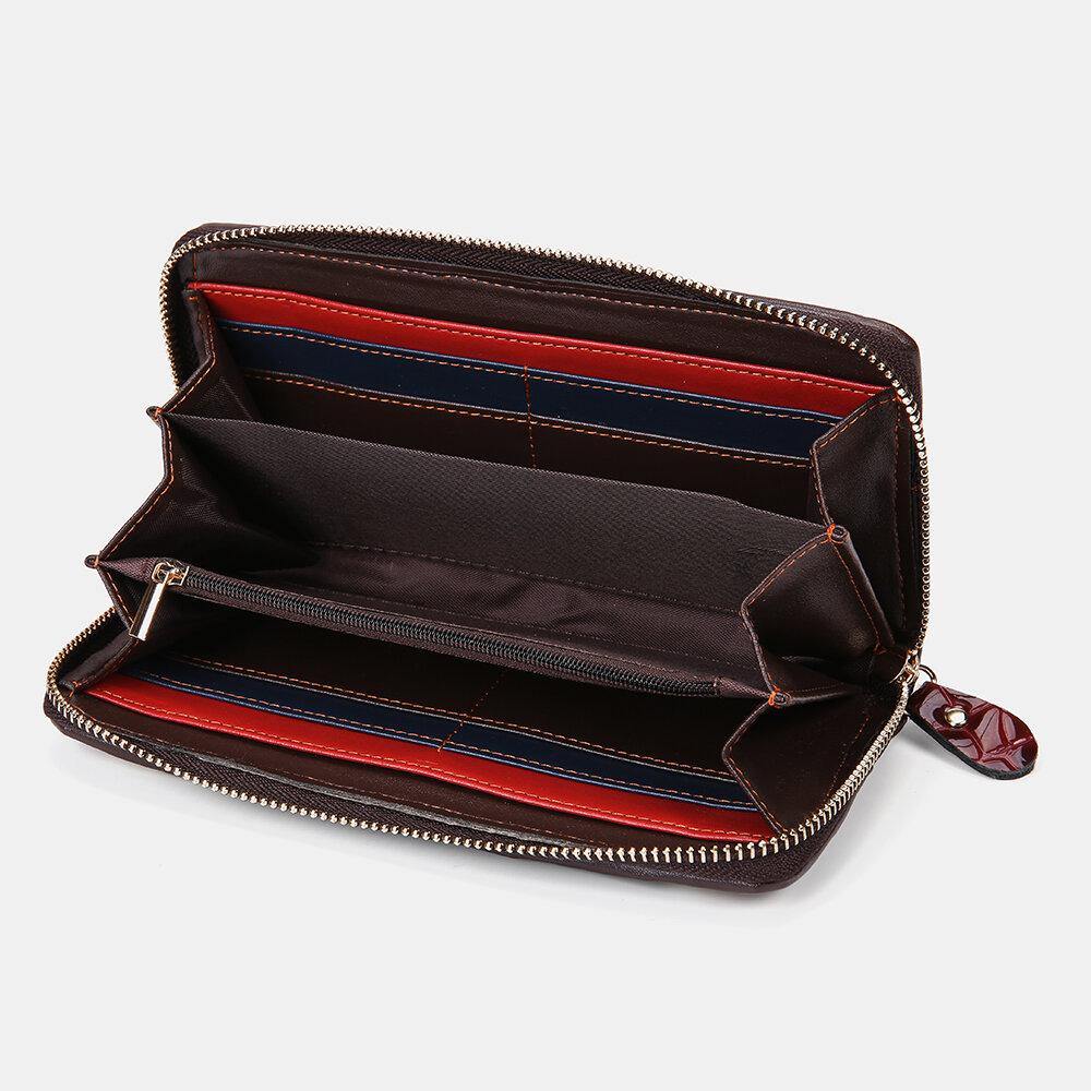 Women Genuine Leather Patchwork Vintage Wallet Purse Clutches Bag - Trendha