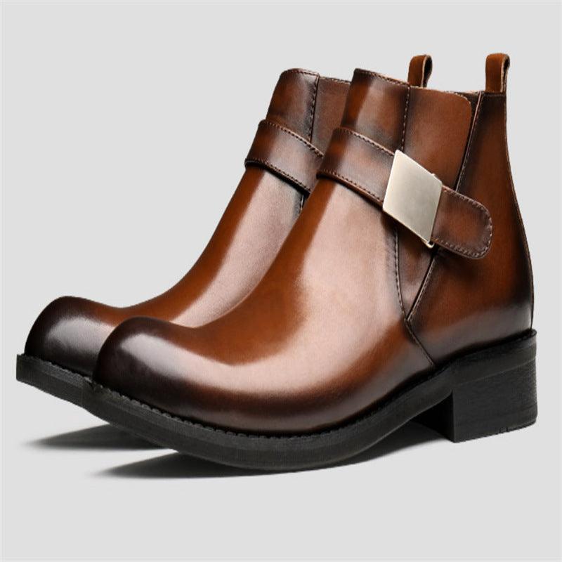 British Men's Autumn And Winter High-top Leather Shoes Martin Boots - Trendha