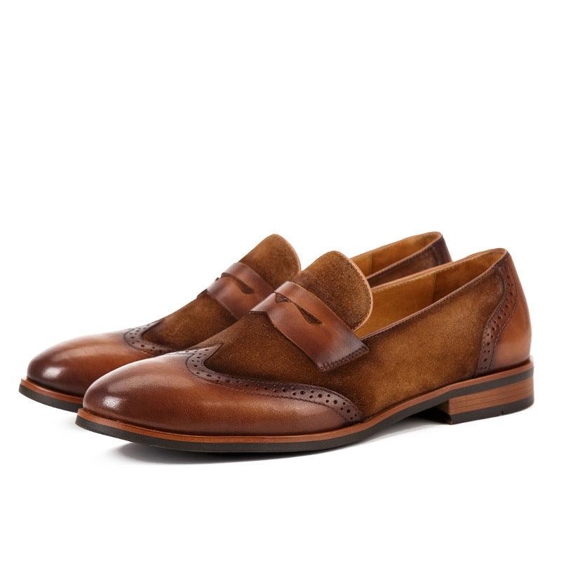 Brock Frosted Leather Men's Shoes Casual One-step Loafers - Trendha
