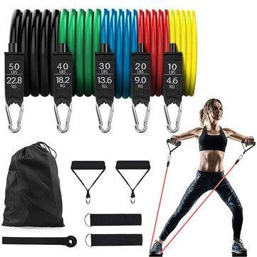 11Pcs/Set 150lbs Latex Resistance Bands Home Gym Training Exercise Pull Rope Expander Fitness Equipment - Trendha