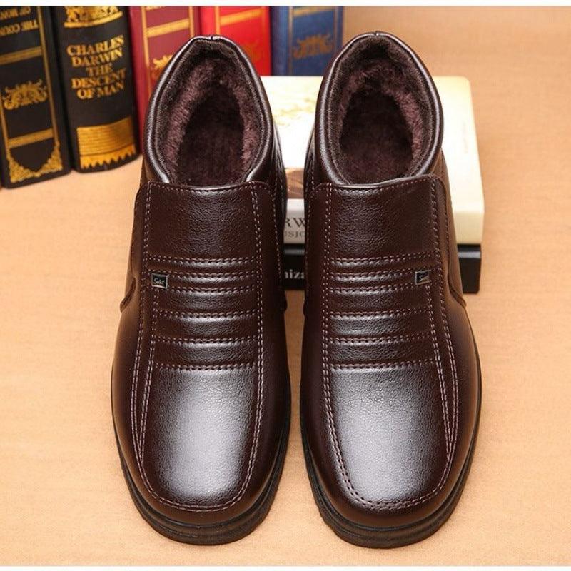 Plush Cotton Leather Shoes Men's Protection Snow Boots Casual Men's Shoes - Trendha
