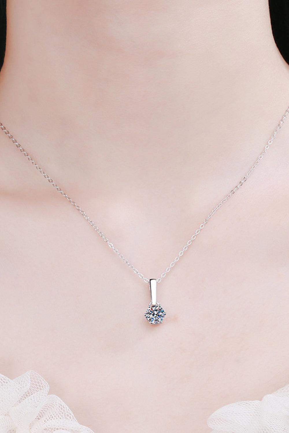 1 Carat Moissanite 925 Sterling Silver Chain-Link Necklace - Trendha