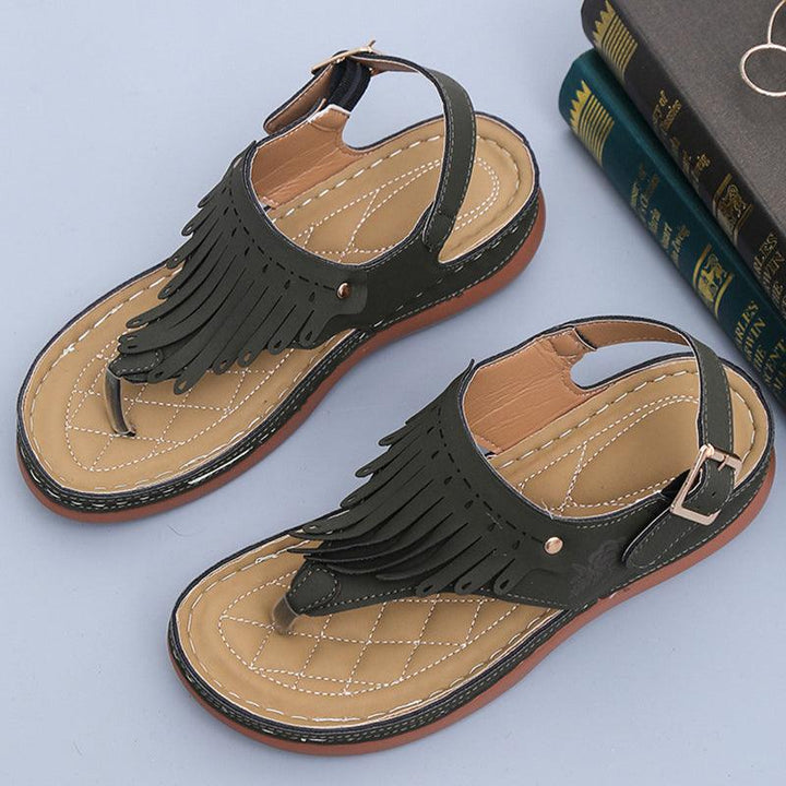 Women's Roman Cutout Thong Wedge Beach Sandals - Trendha