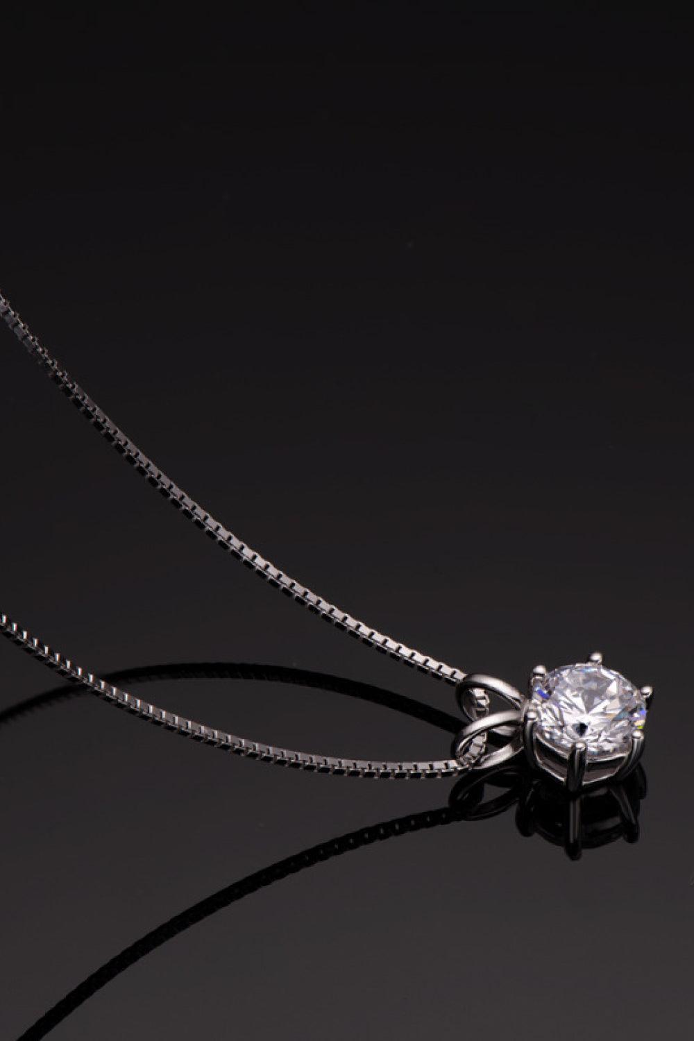 925 Sterling Silver 1 Carat Moissanite Pendant Necklace - Trendha