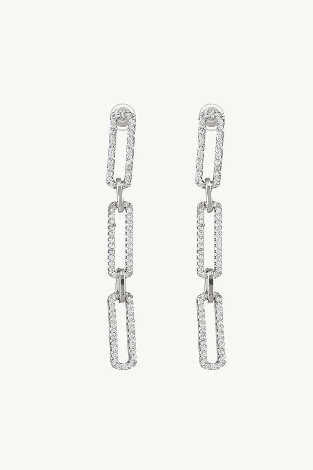 Rhinestone Chunky Chain Drop Earrings - Trendha