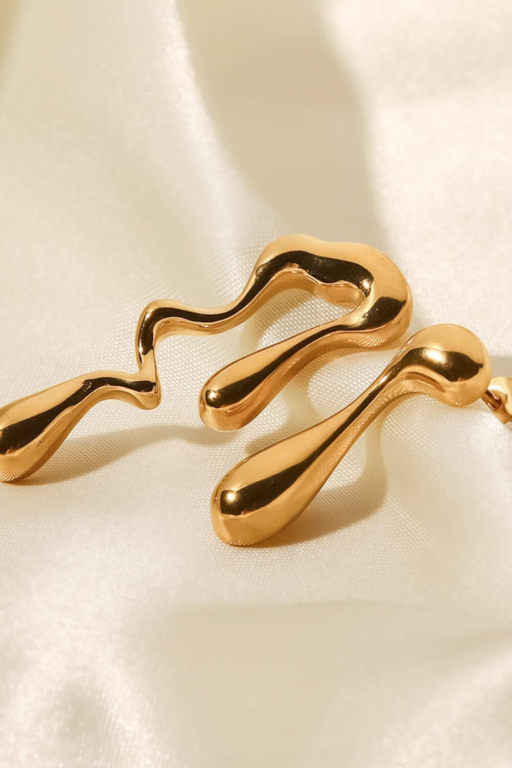 18K Gold Plated Geometric Mismatched Earrings - Trendha