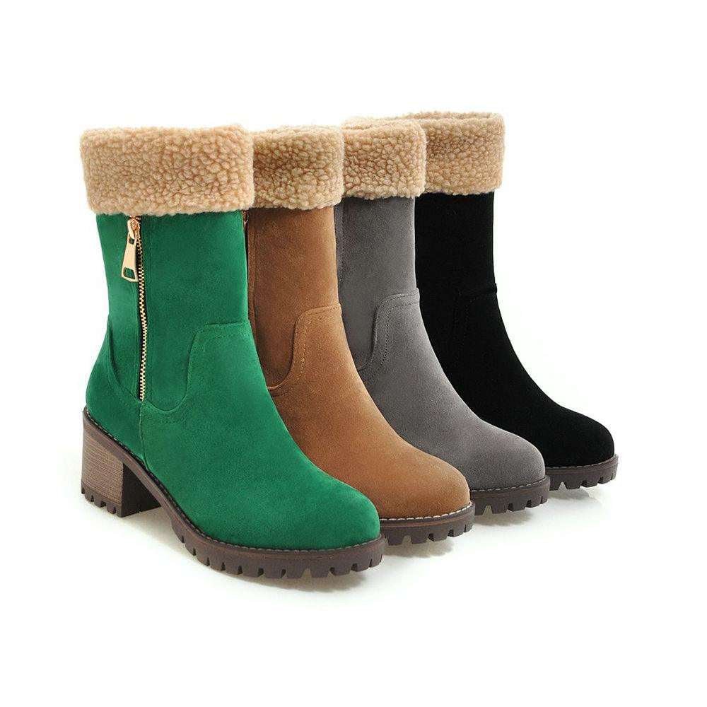 Short Plush Rubber Snow Boot