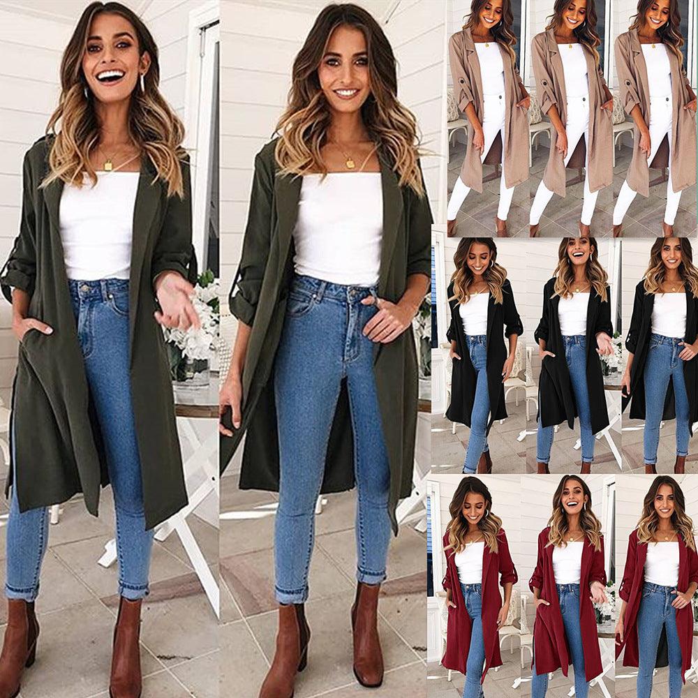 Women's long trench coat jacket - Trendha