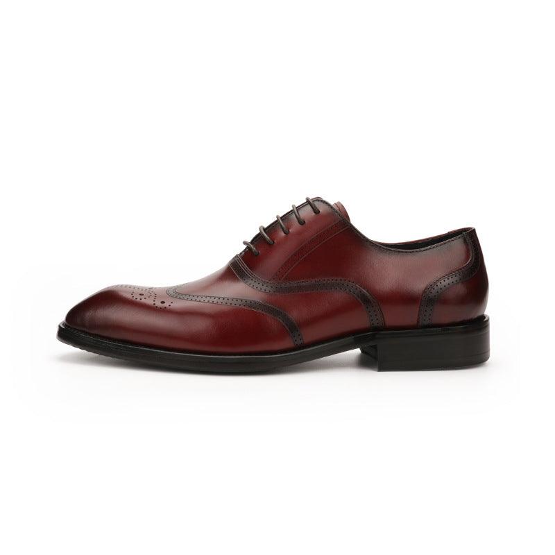 Engraved Men's Small Square Toe Shoes Retro Leather - Trendha