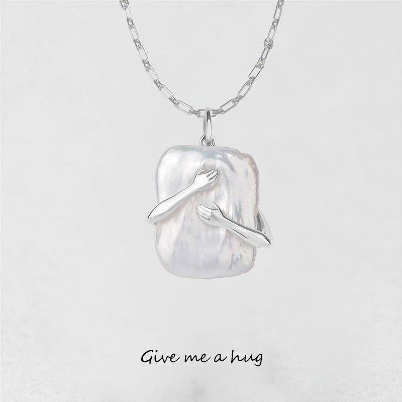 Square Baroque Pearl Couple Pendant Necklace - Trendha